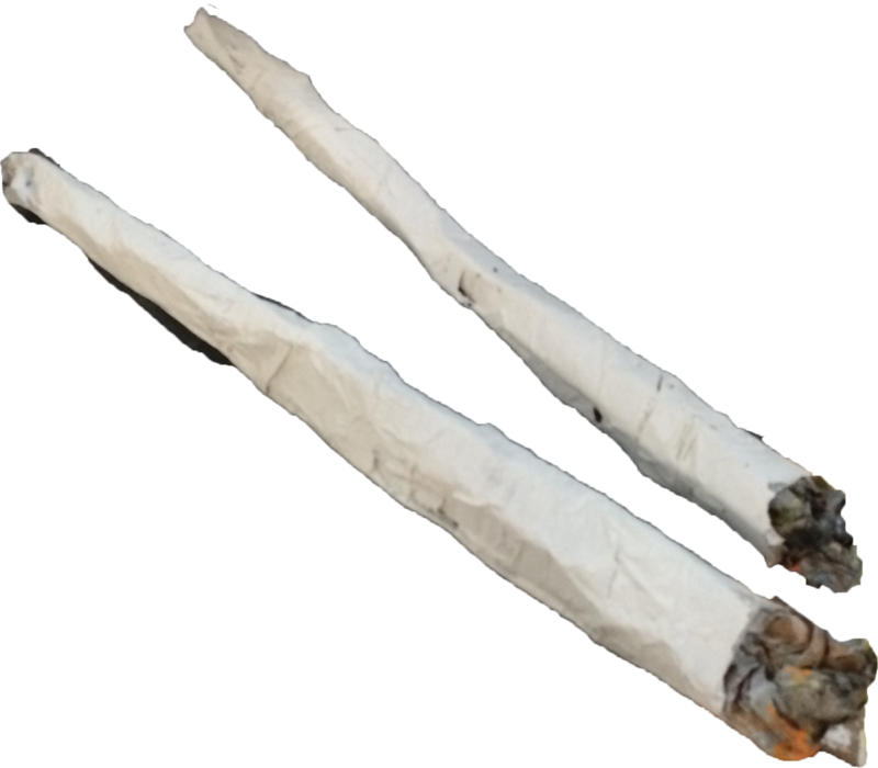 Two long handmade white sculptural props.